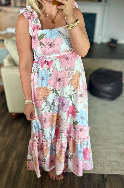 Floral Pastel Midi Dress