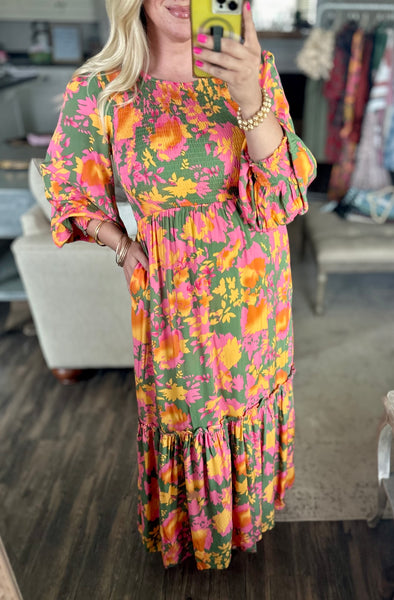 Floral Smocked Maxi Dress