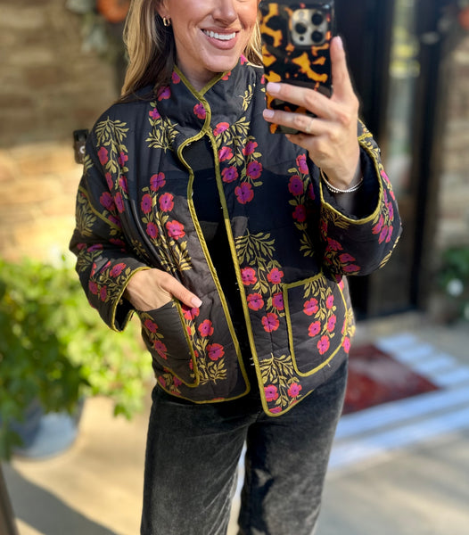 Floral Frost Jacket - BLACK