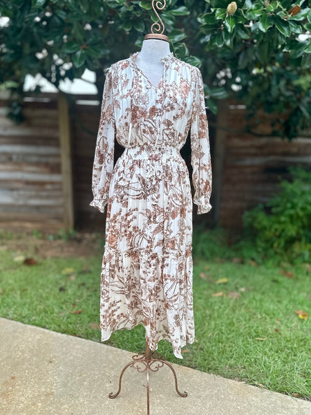 Chocolate Toile Midi Dress