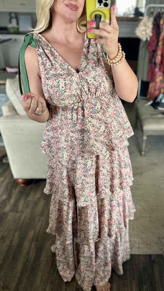 Floral Frill Maxi Dress