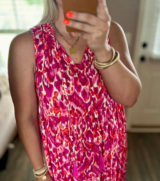 Fuchsia Print Maxi Dress