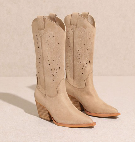 Beige Cutout Boots