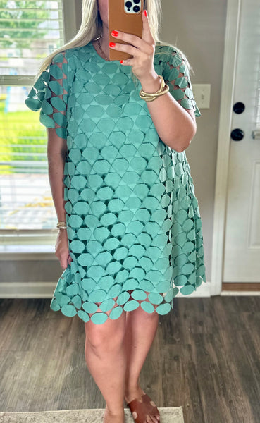 Crochet Dot Dress- Sage