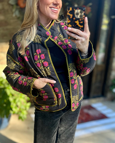 Floral Frost Jacket - BLACK