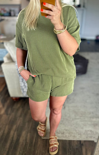 Ribbed Set- Olive