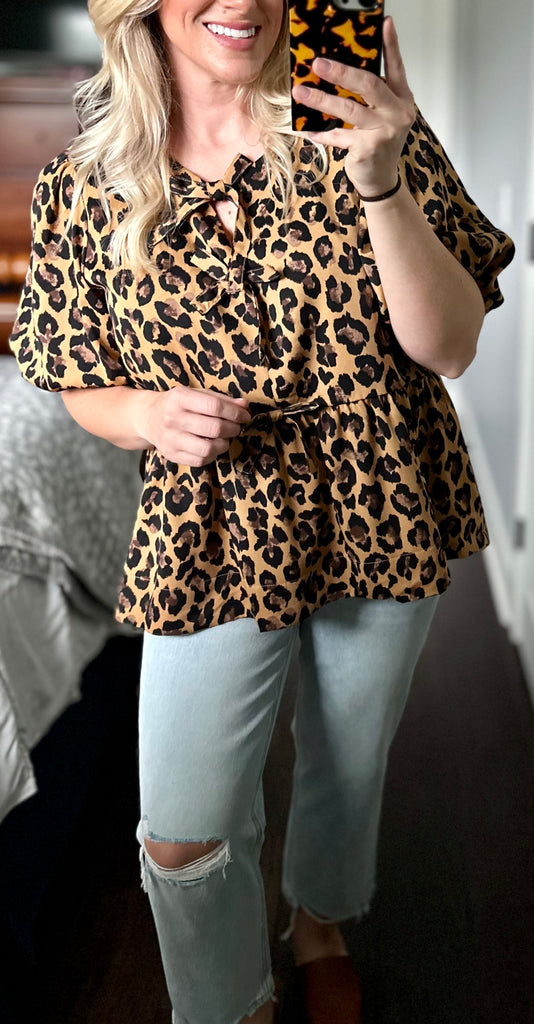 Leopard Tie Top