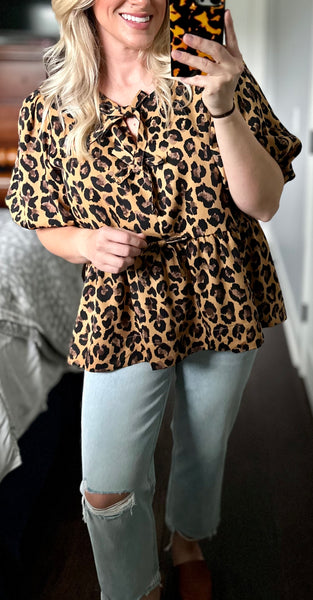 Leopard Tie Top