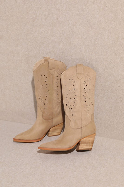 Beige Cutout Boots