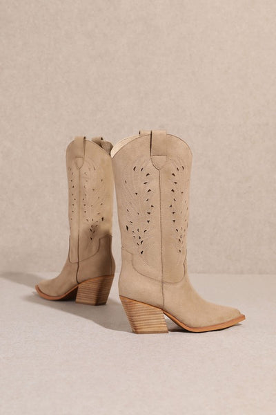 Beige Cutout Boots